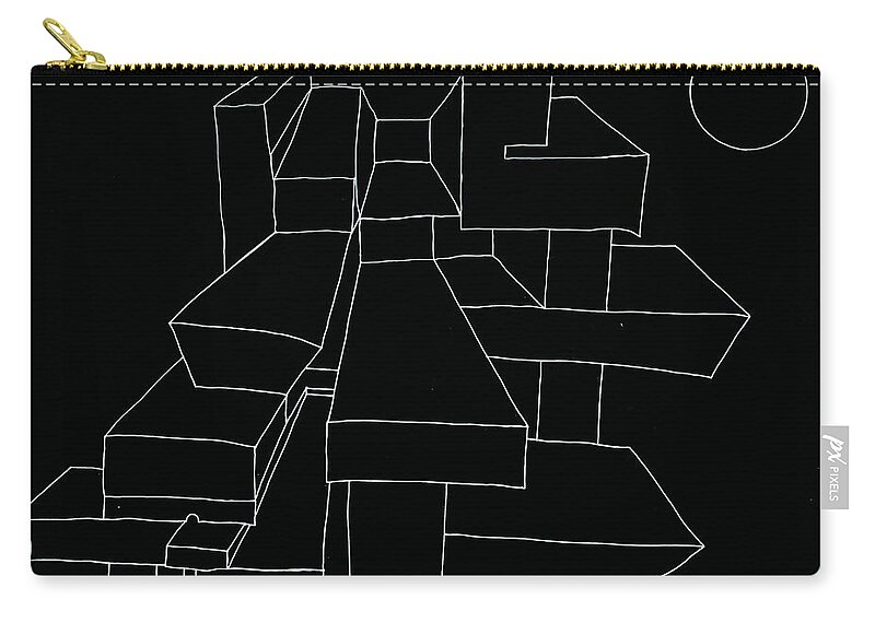 Pen And Ink Zip Pouch featuring the drawing New Horizon by Minor Details