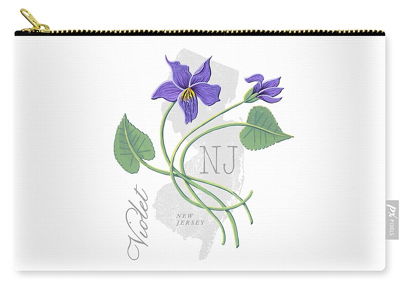 New Jersey Zip Pouch featuring the painting New Jersey State Flower Violet Art by Jen Montgomery by Jen Montgomery