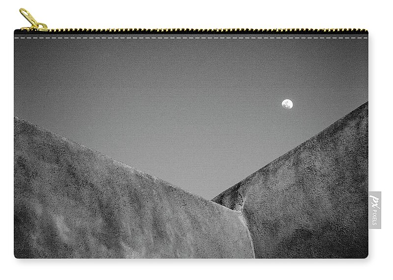 Architecture Zip Pouch featuring the photograph New Mexico Moon Inspired by Ansel Adams by Mary Lee Dereske