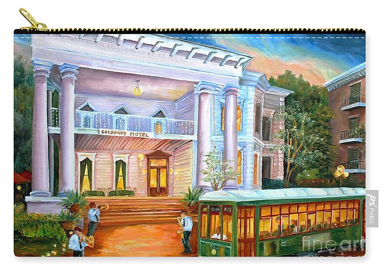 New Orleans Zip Pouch featuring the painting New Orleans' Columns Hotel by Diane Millsap