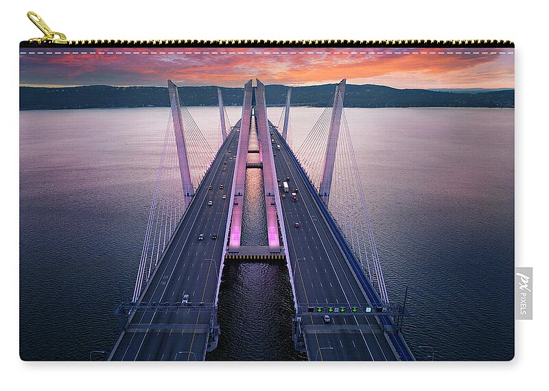 Tappan Zee Bridge Zip Pouch featuring the photograph New Tappan Zee Bridge by Susan Candelario