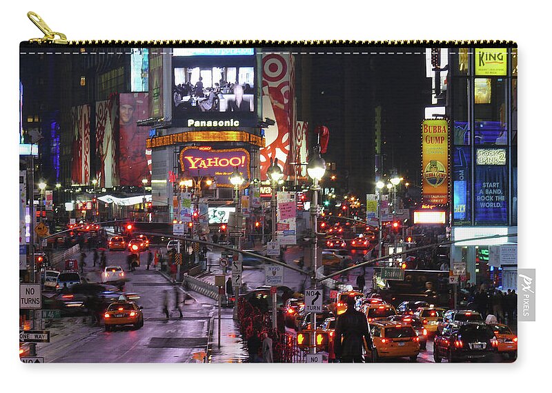 Times Square Zip Pouch featuring the photograph New York City Nights 5 by Mike McGlothlen