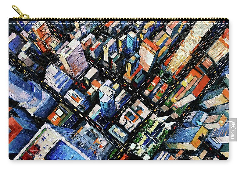 New York City Sky View Zip Pouch featuring the painting New York City Sky View by Mona Edulesco