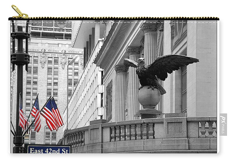 American Flags Carry-all Pouch featuring the photograph New York Proud - Poster Version by Steve Ember