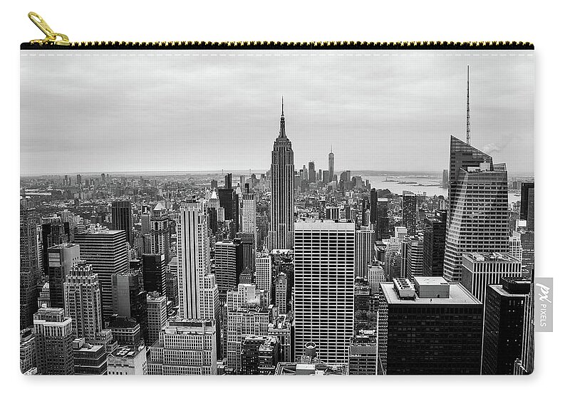 Black And White Zip Pouch featuring the photograph New York Skyscrapers by Vicki Walsh