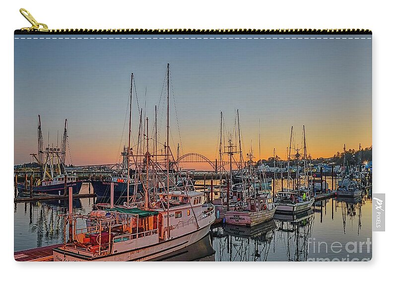 Tuna Boat Zip Pouch featuring the photograph Newport Harbor at dusk by Paul Quinn
