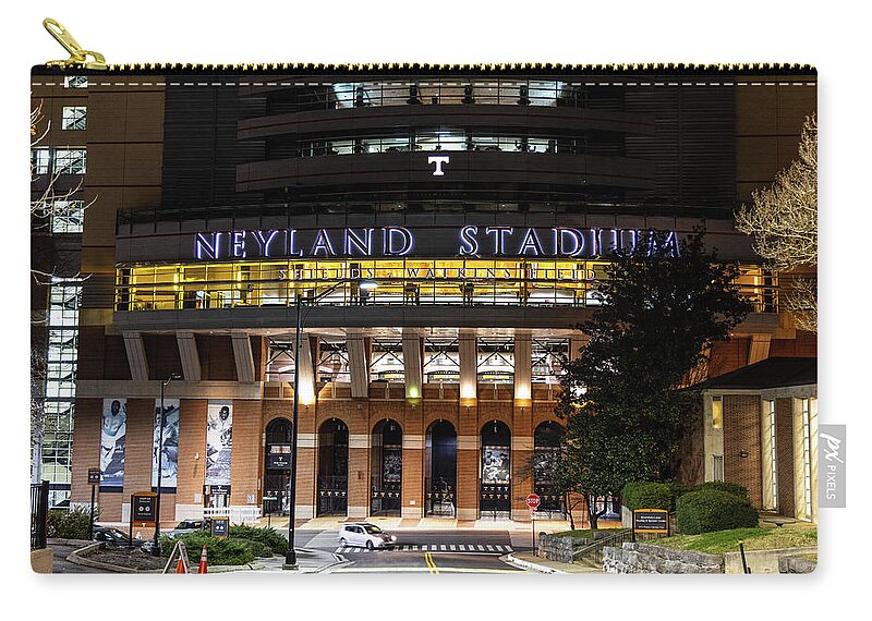 University Of Tennessee At Night Zip Pouch featuring the photograph Neyland Stadium at the University of Tennessee at night by Eldon McGraw