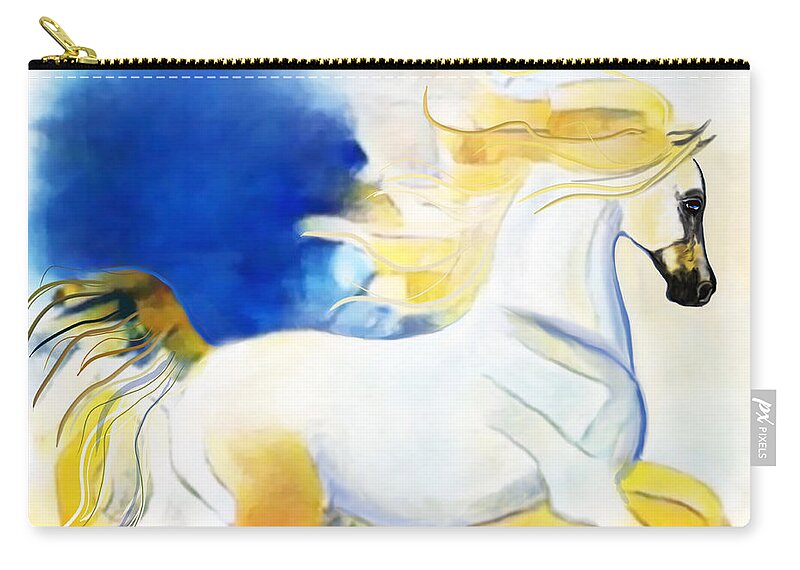 Equestrian Art Carry-all Pouch featuring the digital art NFT Cantering Horse 008 by Stacey Mayer by Stacey Mayer