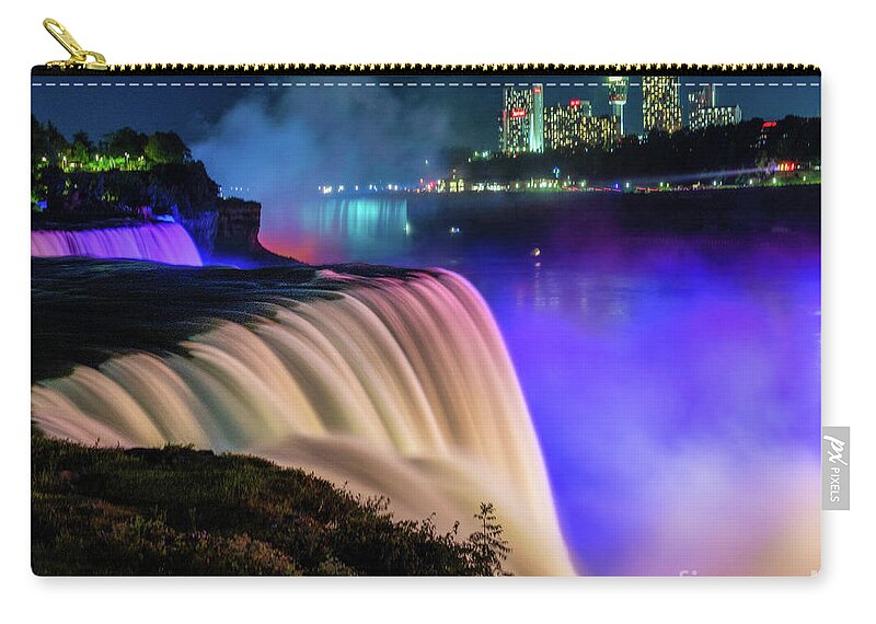 Niagara Falls Zip Pouch featuring the photograph Niagara Falls in evening by Izet Kapetanovic