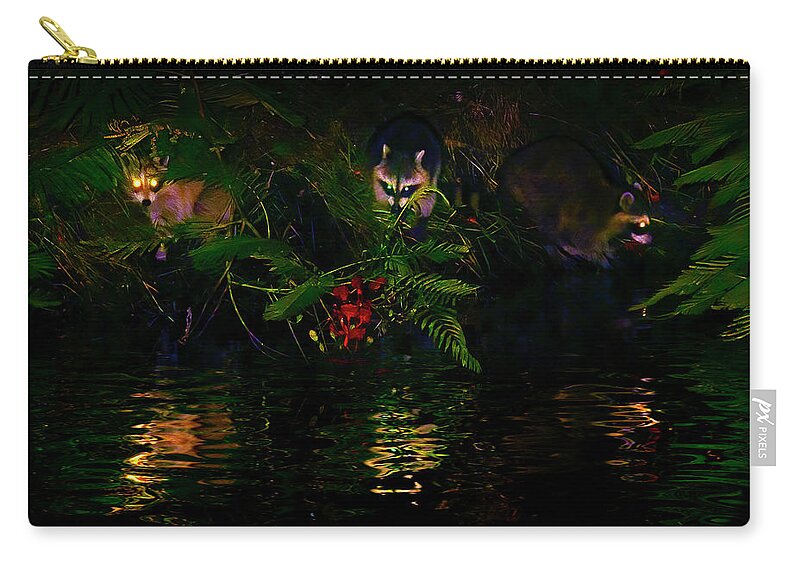 Wild Zip Pouch featuring the photograph Night Bandits by Mark Andrew Thomas