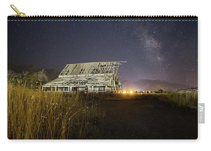 Barn Carry-all Pouch featuring the photograph Night Barn by Wesley Aston