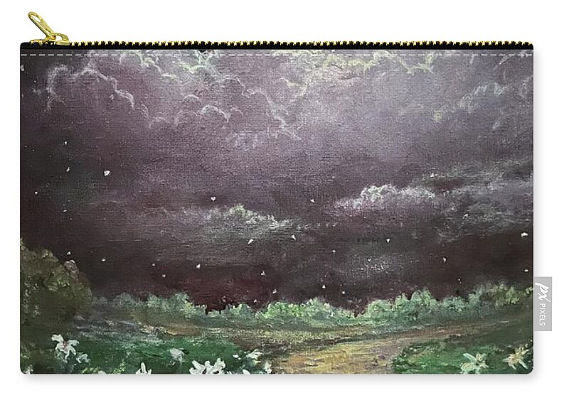 Moonlight Zip Pouch featuring the painting Night Beacon by Rand Burns