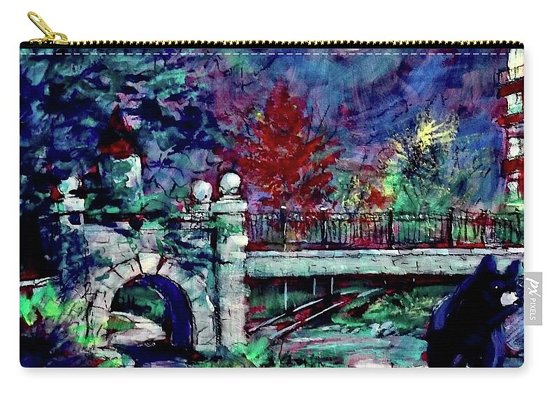 Painting Zip Pouch featuring the painting Night Bear by Les Leffingwell