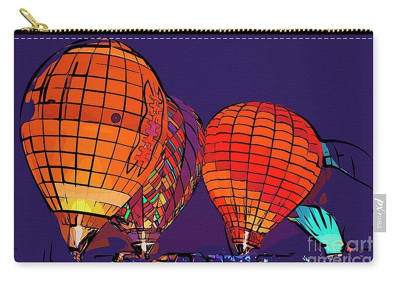 Hot-air-balloons Zip Pouch featuring the digital art Night Glow Hot Air Balloons In Abstract by Kirt Tisdale
