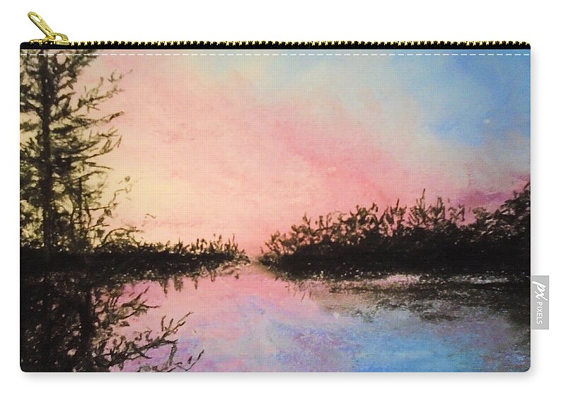 Chromatic Sunset Zip Pouch featuring the painting Night Streams in Sunset Dreams by Jen Shearer
