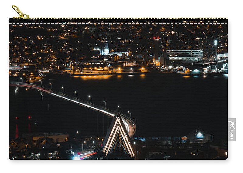 Basilica Zip Pouch featuring the photograph Night view of Artic Cathedral. Tromso city. by Vaclav Sonnek