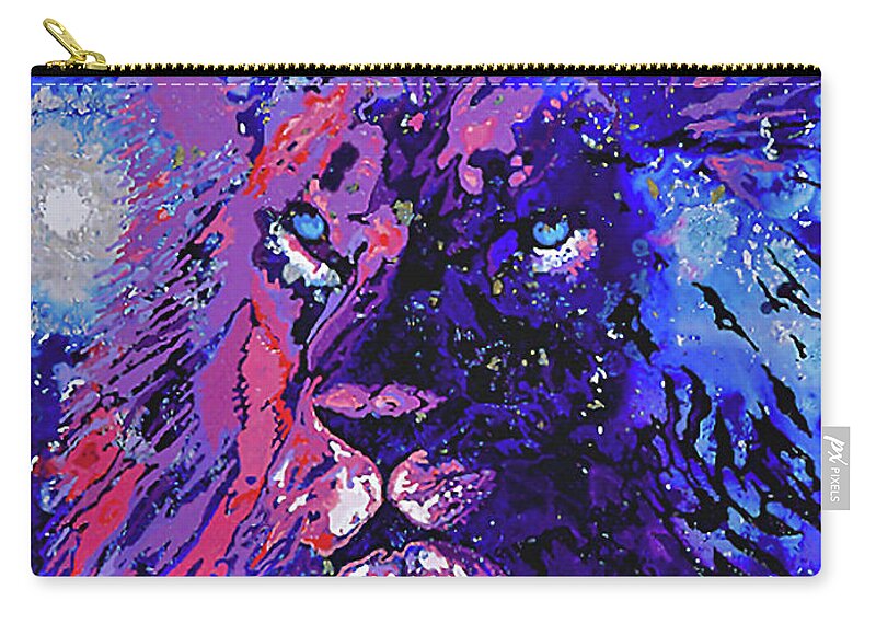 Lion Zip Pouch featuring the painting Night Watch by Thom MADro