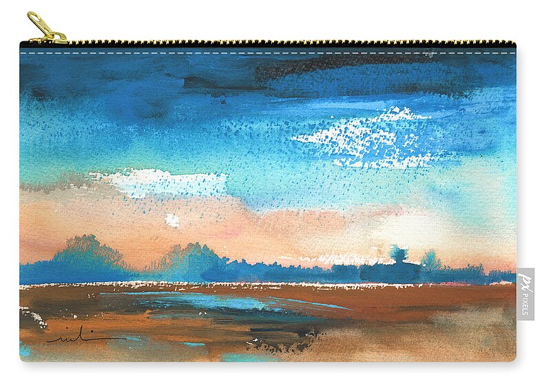 Landscape Zip Pouch featuring the painting Nightfall 36 by Miki De Goodaboom