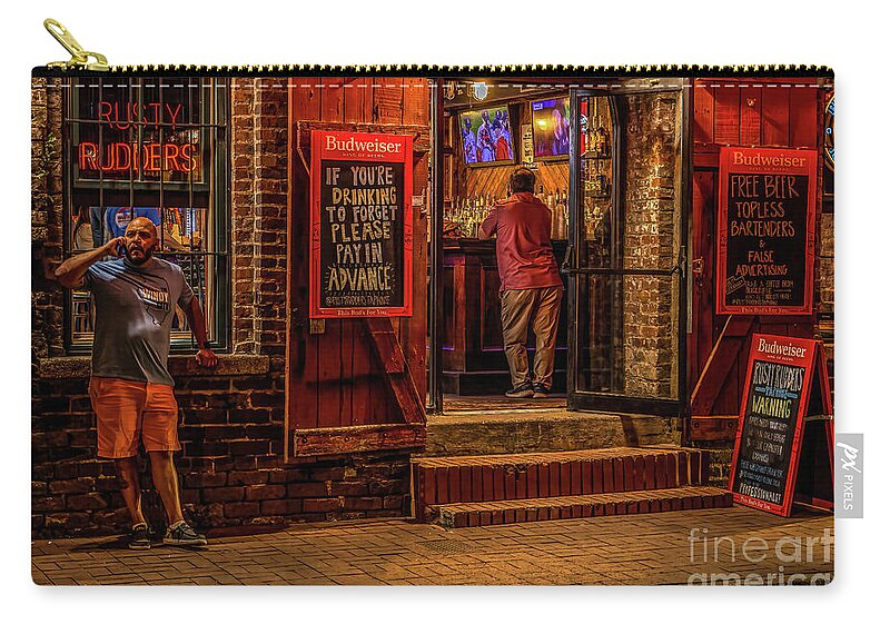 Bar Zip Pouch featuring the photograph Nightlife in Savannah by Shelia Hunt