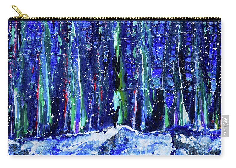 Nightlight Zip Pouch featuring the painting Nightlights by Tessa Evette