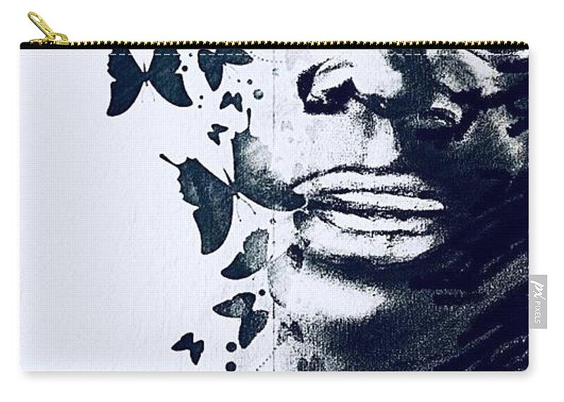  Zip Pouch featuring the mixed media Nina by Angie ONeal