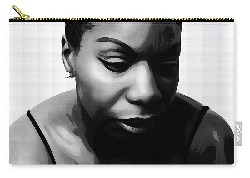 Abstract Zip Pouch featuring the mixed media Nina Simone by Canessa Thomas