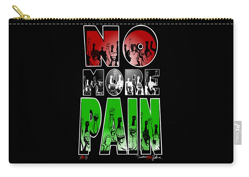 Black Zip Pouch featuring the digital art No More Pain by Demitrius Motion Bullock