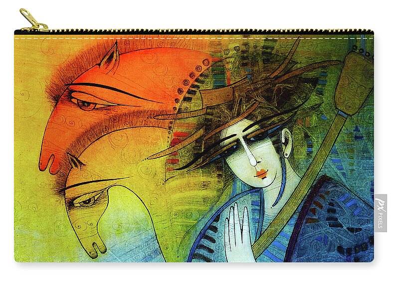 Albena Zip Pouch featuring the painting No One Can Stop My Dream Horses... by Albena Vatcheva