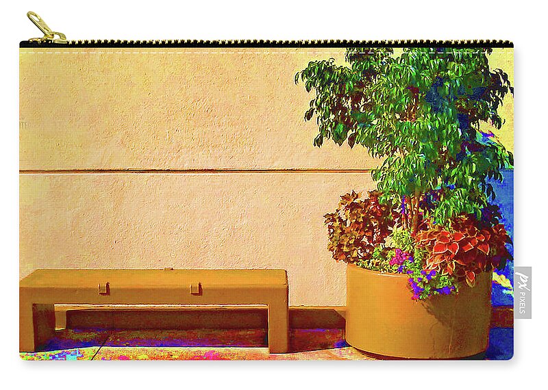 Landscaping Zip Pouch featuring the photograph No Parking Bench by Andrew Lawrence
