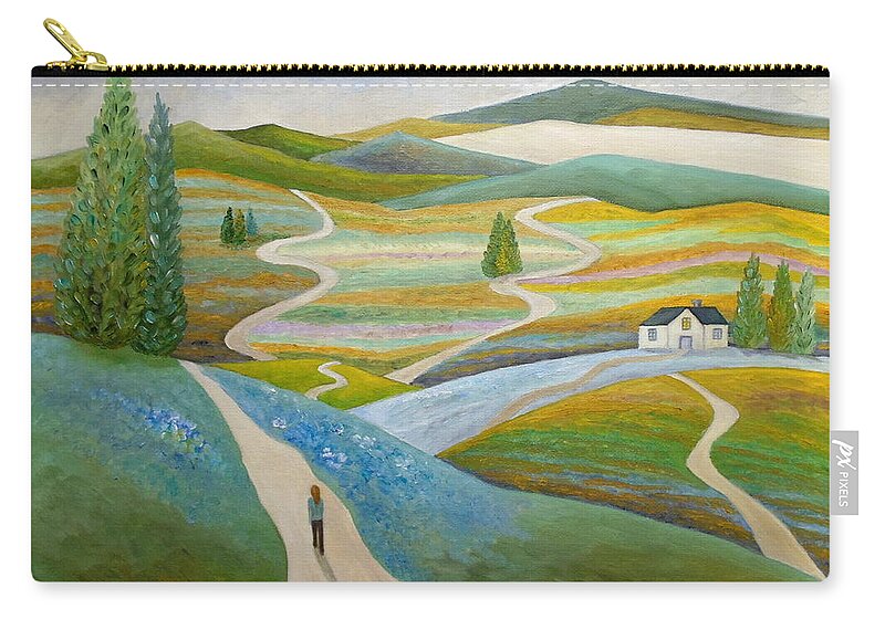 Cypress Zip Pouch featuring the painting No Turning Back by Angeles M Pomata