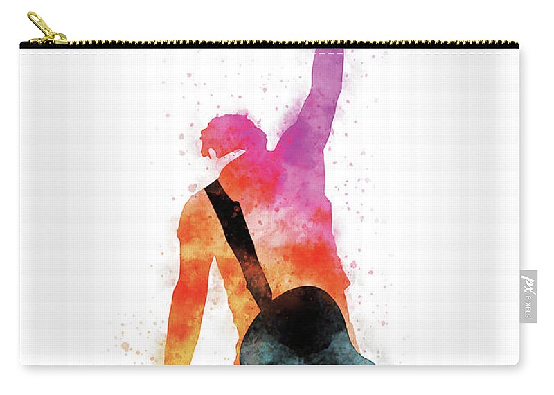 Bruce Zip Pouch featuring the digital art No017 MY Bruce Springsteen Watercolor Music poster by Chungkong Art