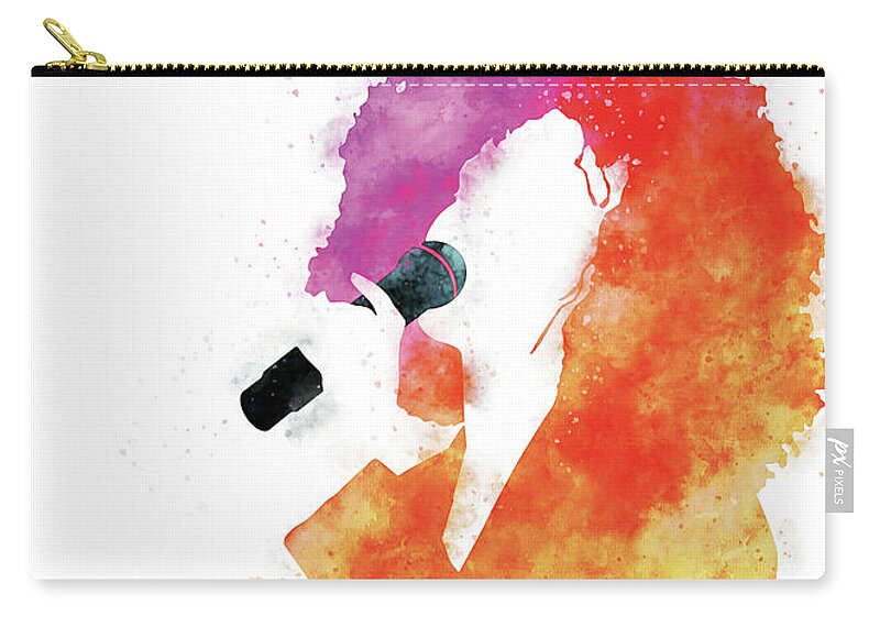 Whitney Zip Pouch featuring the digital art No108 MY Whitney Houston Watercolor Music poster by Chungkong Art