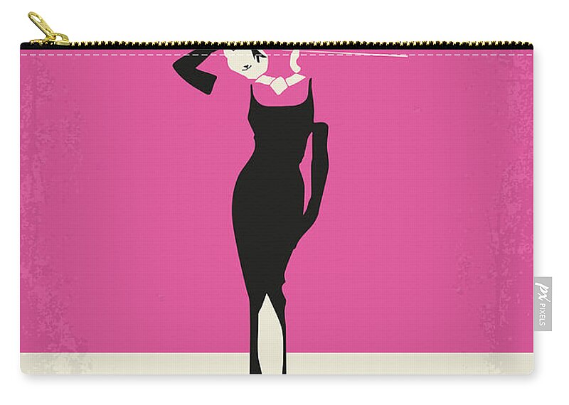 Breakfast At Tiffanys Zip Pouch featuring the digital art No204 My Breakfast at Tiffanys minimal movie poster by Chungkong Art
