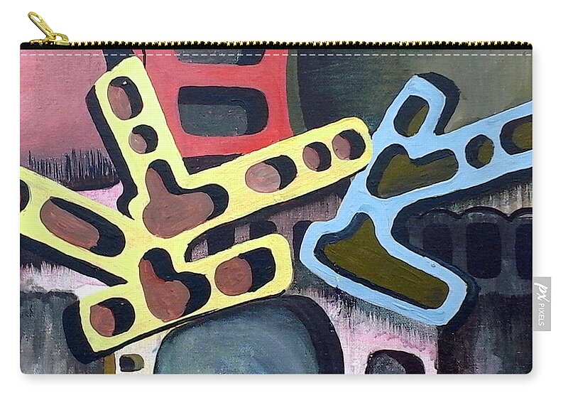 Nonobjective Zip Pouch featuring the painting Nonobjective-700107 by Sam Sidders