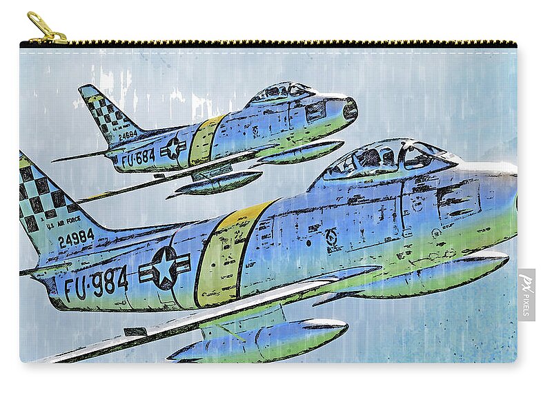 F86 Zip Pouch featuring the painting North American F-86 Sabre - 01 by AM FineArtPrints