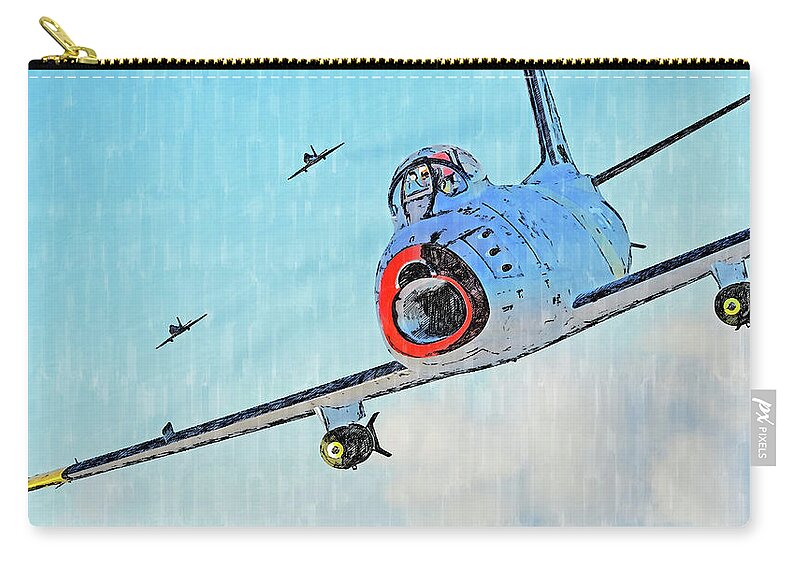 F86 Zip Pouch featuring the painting North American F-86 Sabre - 05 by AM FineArtPrints