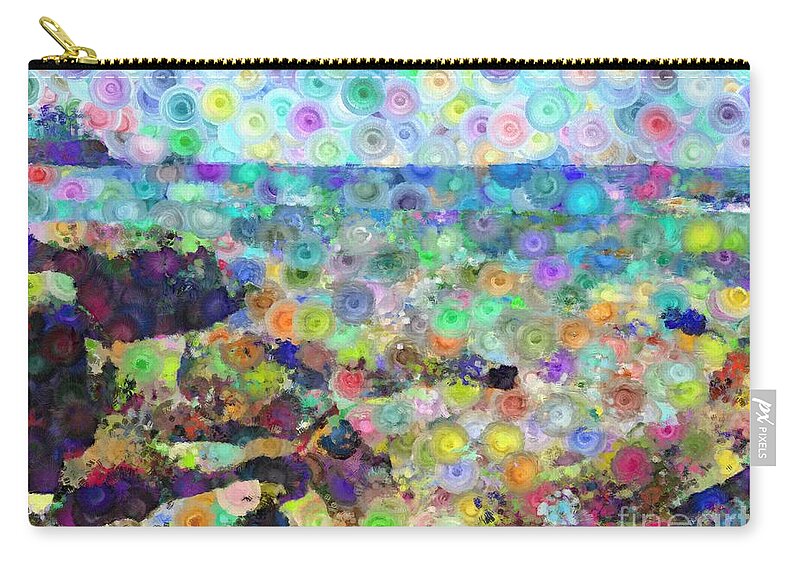 Beach Zip Pouch featuring the photograph North Crescent Cove in Colorful Swirls by Katherine Erickson