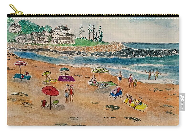 North Hampton Zip Pouch featuring the painting North Hampton Beach in Summer by Anne Sands
