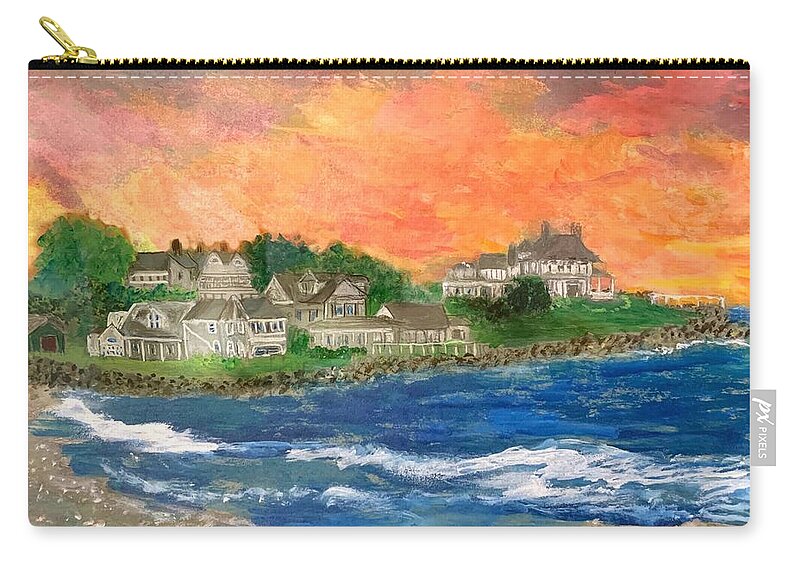 Hampton Beach Zip Pouch featuring the painting North Hampton Sunset by Anne Sands