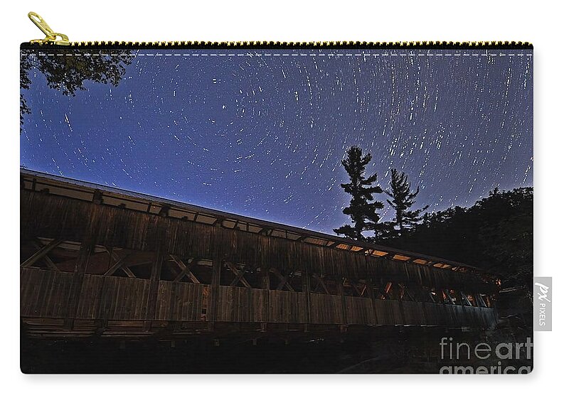 North Star Zip Pouch featuring the photograph North Star Over the Covered Bridge by Steve Brown