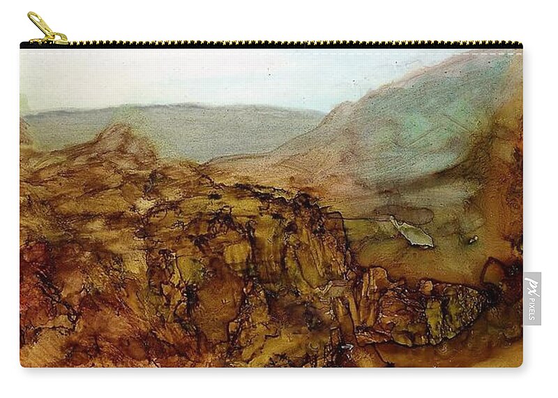 Alcohol Ink Carry-all Pouch featuring the painting North through the canyon by Angela Marinari