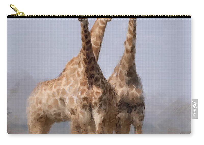 Giraffe Zip Pouch featuring the painting Northern Giraffe by Gary Arnold