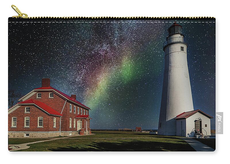 Northernmichigan Zip Pouch featuring the photograph Northern Sky Lighthouse IMG_3672 HRes by Michael Thomas