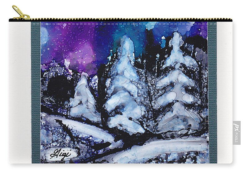 Purple Zip Pouch featuring the painting Northern Winter Sky by Gigi Dequanne