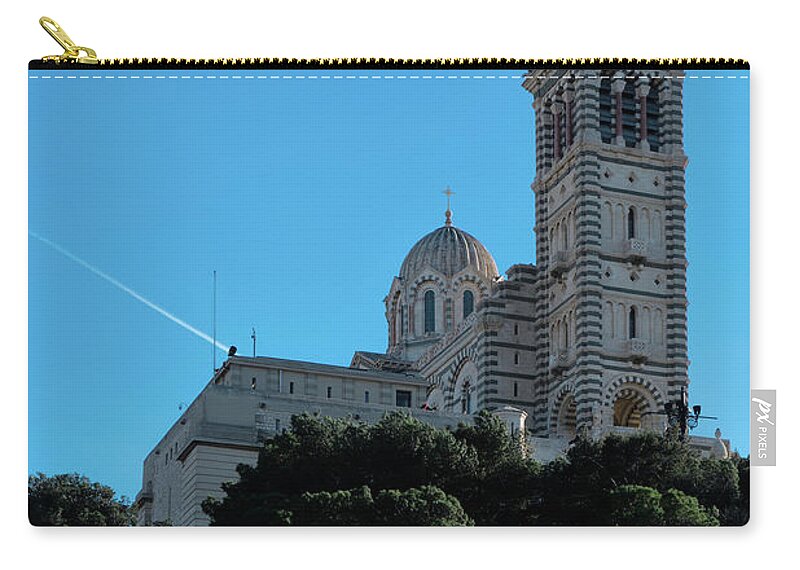 Marseille Zip Pouch featuring the photograph Notre-Dame de la Garde View - Marseille by Angelo DeVal
