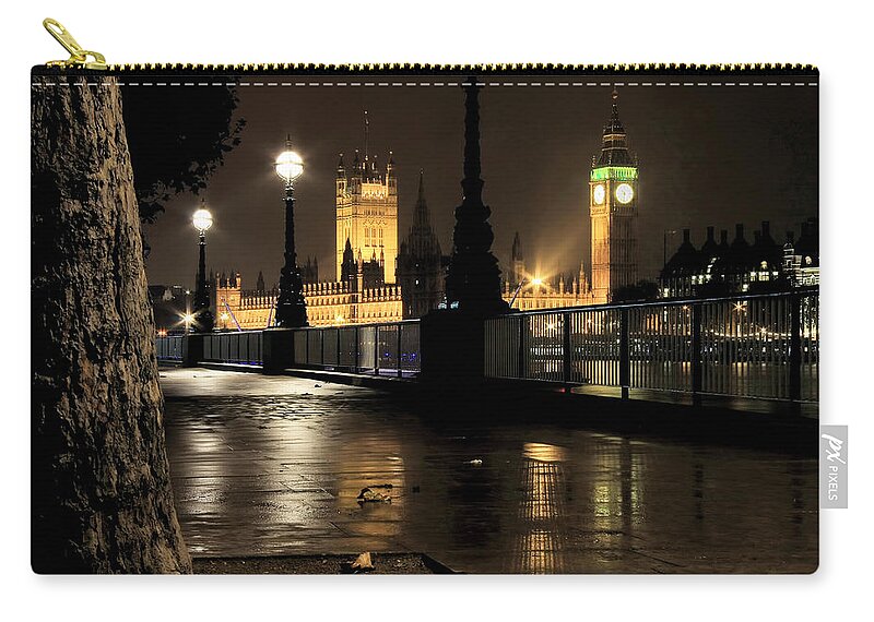 Thames Carry-all Pouch featuring the photograph November Night along the Queen's Walk by Steve Ember