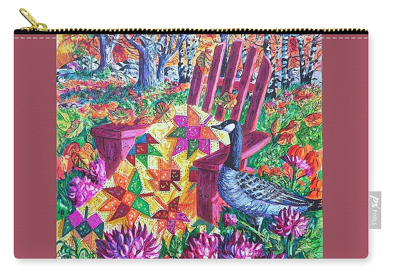 Autumn Zip Pouch featuring the painting November Quilt by Diane Phalen