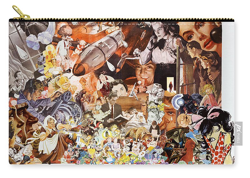Coldwar Zip Pouch featuring the mixed media Nuclear Jitters Betime Stories Sweet Dreams by Sally Edelstein