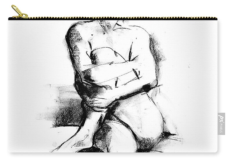 Nude Zip Pouch featuring the drawing Nude 014 by Ani Gallery