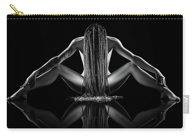 Woman Zip Pouch featuring the photograph Nude woman bodyscape 74 by Johan Swanepoel